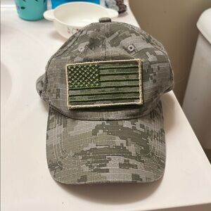Camouflage Cap with American Flag Patch